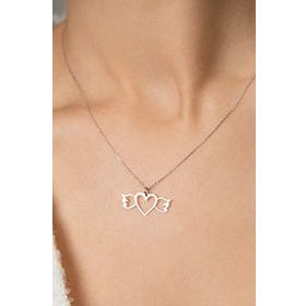 Papatya Silver Kalpli Kanat Model 925 Ayar Gümüş Kadın Kolye