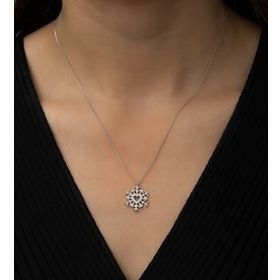 Papatya Silver Kalpli Kartanesi Nano Zirkon Taşlı 925 Ayar Gümüş Kolye