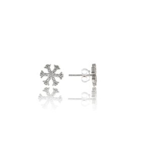 Papatya Silver Kartanesi Nano Zirkon Taşlı Rodyum Kaplama 925 Ayar Gümüş Küpe