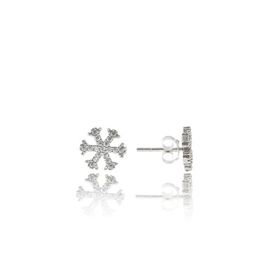 Papatya Silver Kartanesi Nano Zirkon Taşlı Rodyum Kaplama 925 Ayar Gümüş Küpe