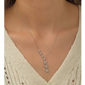 Papatya Silver Kayan Yıldızlar Nano Zirkon Taşlı Rodyum Kaplama Gümüş Kolye
