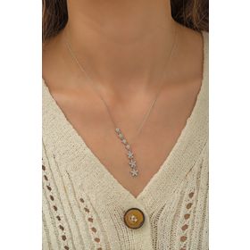 Papatya Silver Kayan Yıldızlar Nano Zirkon Taşlı Rodyum Kaplama Gümüş Kolye
