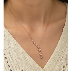 Papatya Silver Kayan Yıldızlar Nano Zirkon Taşlı Rose Altın Kaplama Gümüş Kolye