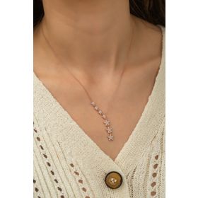 Papatya Silver Kayan Yıldızlar Nano Zirkon Taşlı Rose Altın Kaplama Gümüş Kolye