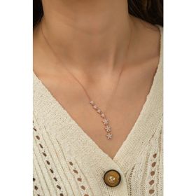 Papatya Silver Kayan Yıldızlar Nano Zirkon Taşlı Rose Altın Kaplama Gümüş Kolye