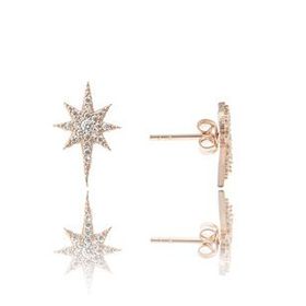 Papatya Silver Kutup Yıdızı Nano Zirkon Taşlı Rose Gold Kaplama 925 Ayar Gümüş Küpe