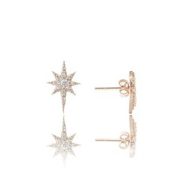 Papatya Silver Kutup Yıdızı Nano Zirkon Taşlı Rose Gold Kaplama 925 Ayar Gümüş Küpe