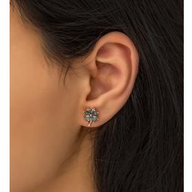 Papatya Silver Mistik Taşlı Yonca Rose Gold Kaplama 925 Ayar Gümüş Küpe