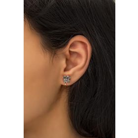 Papatya Silver Mistik Taşlı Yonca Rose Gold Kaplama 925 Ayar Gümüş Küpe