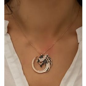 Papatya Silver Nano Zirkon Taşlı Aslan 925 Ayar Gümüş Kolye