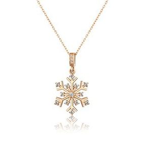 Papatya Silver Nano Zirkon Taşlı Rose Gold Kaplama 925 Ayar Gümüş Kar Tanesi Kolye