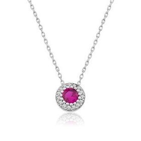 Papatya Silver Pembe Tek Taşlı 925 Ayar Gümüş Kolye