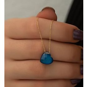 Papatya Silver Renk Değiştiren Doğal Taşlı His Taşı Kalp Gümüş Kolye
