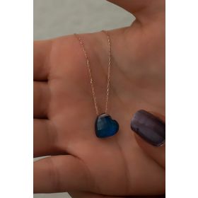 Papatya Silver Renk Değiştiren Doğal Taşlı His Taşı Kalp Gümüş Kolye