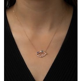 Papatya Silver Renkli Nano Zirkon 925 Ayar Gümüş Aşk Yazılı Göz Kolye