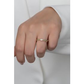 Papatya Silver Renkli Taşlı Ayarlanabilir Ölçü Altın Kaplama 925 Ayar Prenses Gümüş Yüzük