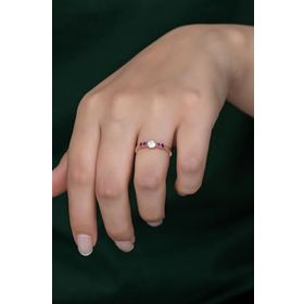 Papatya Silver Renkli Taşlı Ayarlanabilir Ölçü Rose Gold Kaplama 925 Ayar Prenses Gümüş Yüzük