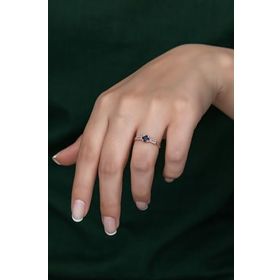 Papatya Silver Renkli Taşlı Ayarlanabilir Ölçü Rose Gold Kaplama 925 Ayar Prenses Gümüş Yüzük