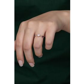 Papatya Silver Renkli Taşlı Ayarlanabilir Ölçü Rose Gold Kaplama 925 Ayar Prenses Gümüş Yüzük