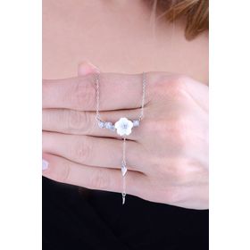 Papatya Silver Rodyum Kaplama Manolya Çiçeği 925 Ayar Gümüş Kolye
