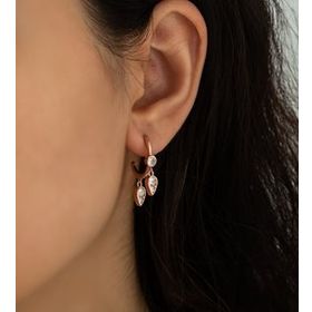 Papatya Silver Rose Altın Kaplama Damla Sallantılı Gümüş Küpe