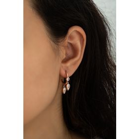 Papatya Silver Rose Altın Kaplama Damla Sallantılı Gümüş Küpe