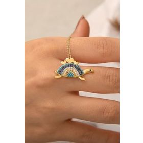 Papatya Silver Rose Altın Kaplama Kaplumbağa 925 Ayar Gümüş Kolye