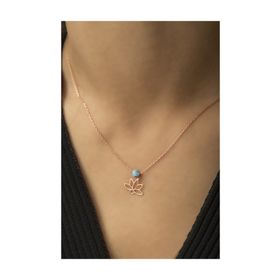 Papatya Silver Rose Altın Kaplama Nazar Boncuklu Lotus Çiçeği Gümüş Kolye