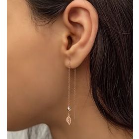 Papatya Silver Sallantılı Tekli Yaprak 925 Ayar Gümüş Küpe