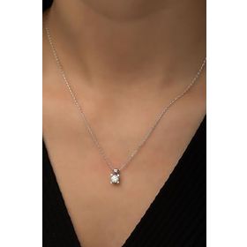 Papatya Silver SUVPS00003 Swarovski Tektaş Rodyum Kaplama 925 Ayar Gümüş Kadın Kolye