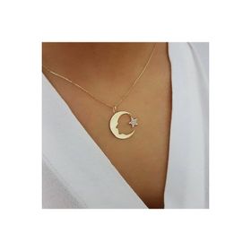 Papatya Silver UVPS100069 Atatürk Silüeti Ay Yıldız Nano Taşlı Rose Altın Kaplama Kadın Gümüş Kolye