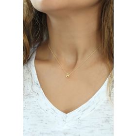 Papatya Silver UVPS100072 Harf Üç Boyutlu B Harfi Rose Altın Kaplama 925 Ayar Gümüş Kolye