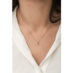 Papatya Silver UVPS100074 Harf Üç Boyutlu Ç Harfi Rose Altın Kaplama 925 Ayar Gümüş Kolye