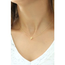 Papatya Silver UVPS100077 Harf Üç Boyutlu F Harfi Rose Altın Kaplama 925 Ayar Gümüş Kolye
