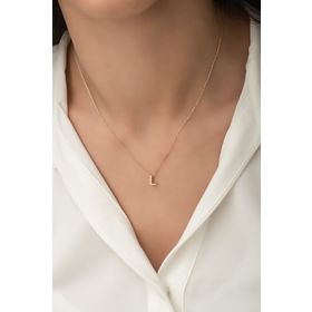 Papatya Silver UVPS100083 Harf Üç Boyutlu L Harfi Rose Altın Kaplama 925 Ayar Gümüş Kolye