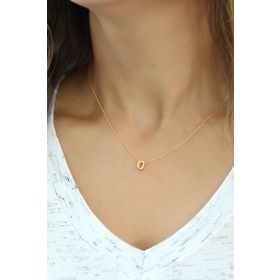 Papatya Silver UVPS100085 Harf Üç Boyutlu O Harfi Rose Altın Kaplama 925 Ayar Gümüş Kolye