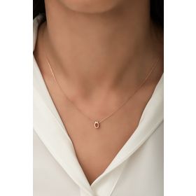 Papatya Silver UVPS100086 Harf Üç Boyutlu Ö Harfi Rose Altın Kaplama 925 Ayar Gümüş Kolye
