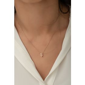 Papatya Silver UVPS100090 Harf Üç Boyutlu Ş Harfi Rose Altın Kaplama 925 Ayar Gümüş Kolye