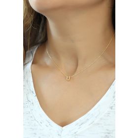 Papatya Silver UVPS100092 Harf Üç Boyutlu U Harfi Rose Altın Kaplama 925 Ayar Gümüş Kolye