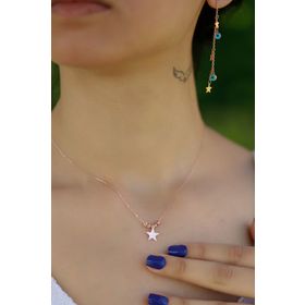 Papatya Silver UVPS100302 Dorica Toplu Yıldız Küpe Seti 925 Ayar Gümüş Kolye