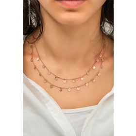 Papatya Silver UVPS100584 Sıralı Çift Zincirli Pul 925 Ayar Gümüş Kolye