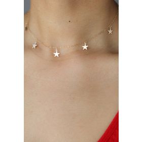 Papatya Silver UVPS100637 Rose Altın Kaplama Sıralı Yıldız 925 Ayar Gümüş Kolye