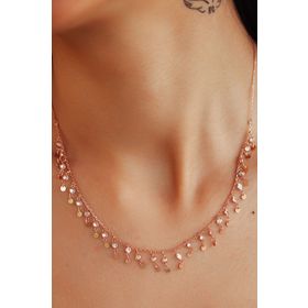 Papatya Silver UVPS100643 Rose Altın Kaplama Taşlı Pul 925 Ayar Gümüş Kolye