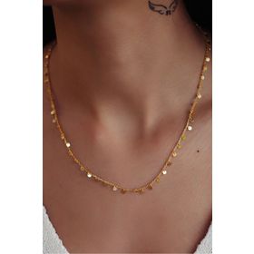 Papatya Silver UVPS100645 Altın Kaplama Sıralı Pul 925 Ayar Gümüş Kolye