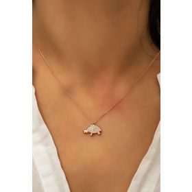 Papatya Silver UVPS100699 Rose Altın Kaplama Zirkon Taşlı Kaplumbağa 925 Ayar Gümüş Kolye