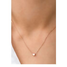 Papatya Silver UVPS100710 Rose Altın Kaplama Kalp 925 Ayar Gümüş Kolye