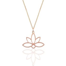 Papatya Silver UVPS100909 Rose Altın Kaplama Lotus Çiçeği 925 Ayar Gümüş Kolye