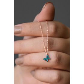 Papatya Silver UVPS100926 Mini Firuze Taşlı Kelebek 925 Ayar Gümüş Kolye