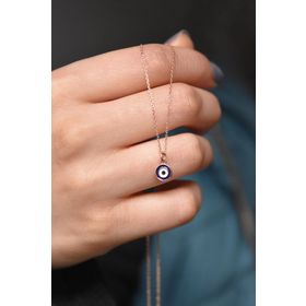 Papatya Silver UVPS101025 Rose Altın Kaplama Nazar 925 Ayar Gümüş Kolye