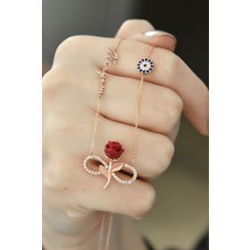 Papatya Silver UVPS101031 Nazar Boncuklu Sonsuzluk Gül İsim 925 Ayar Gümüş Kolye
